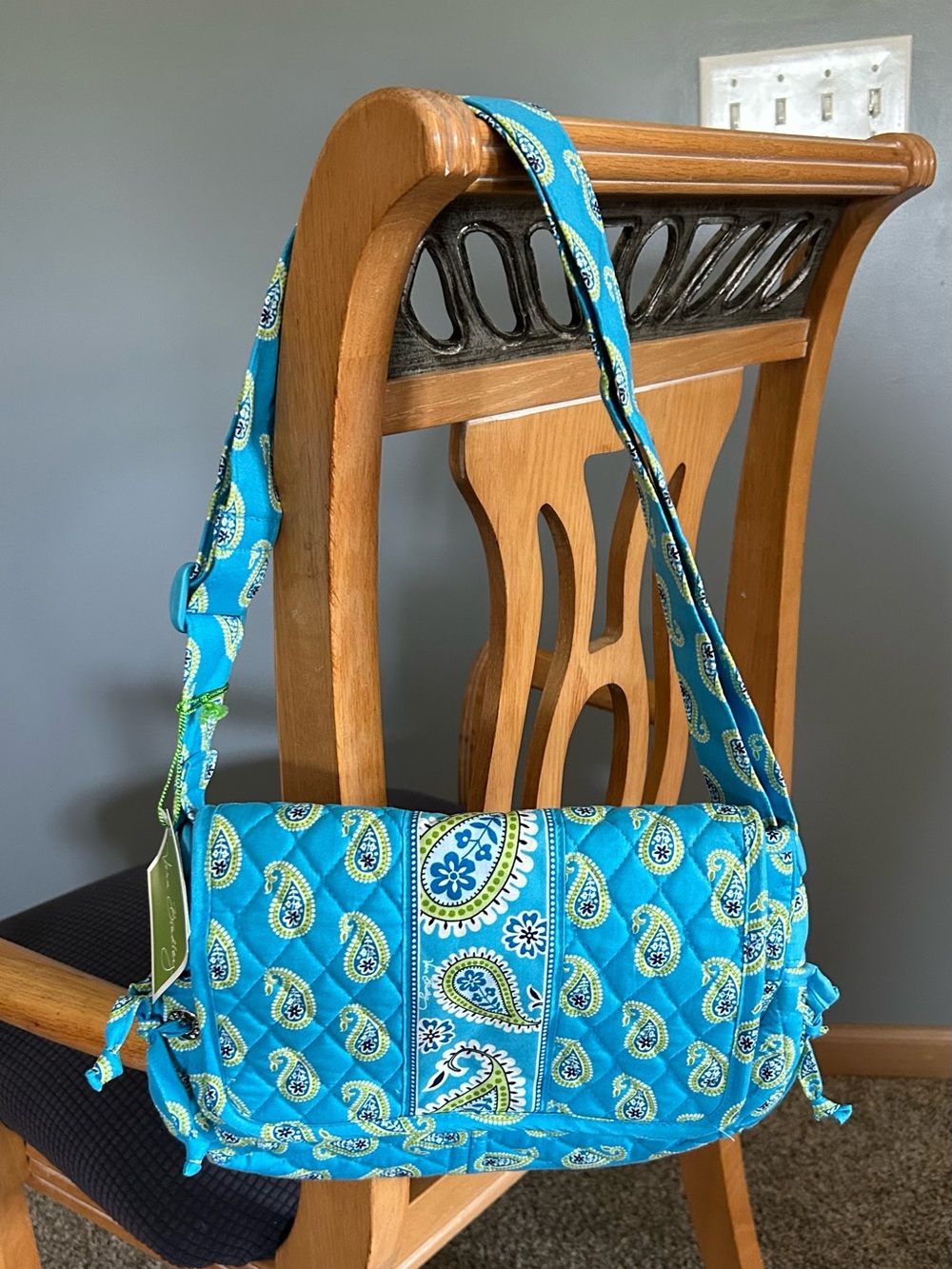 RARE Vera Bradley Bermuda Blue Bowler Bag Vintage Retired